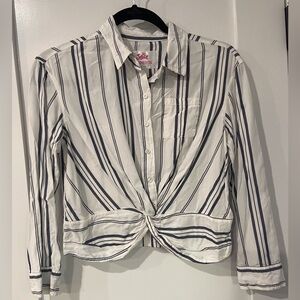 Justice: Long Sleeve Button Down Blouse